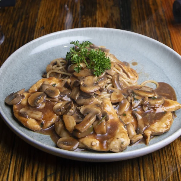 Chicken ai Funghi Pasta (Penne, Marinara, No Extra Chicken)