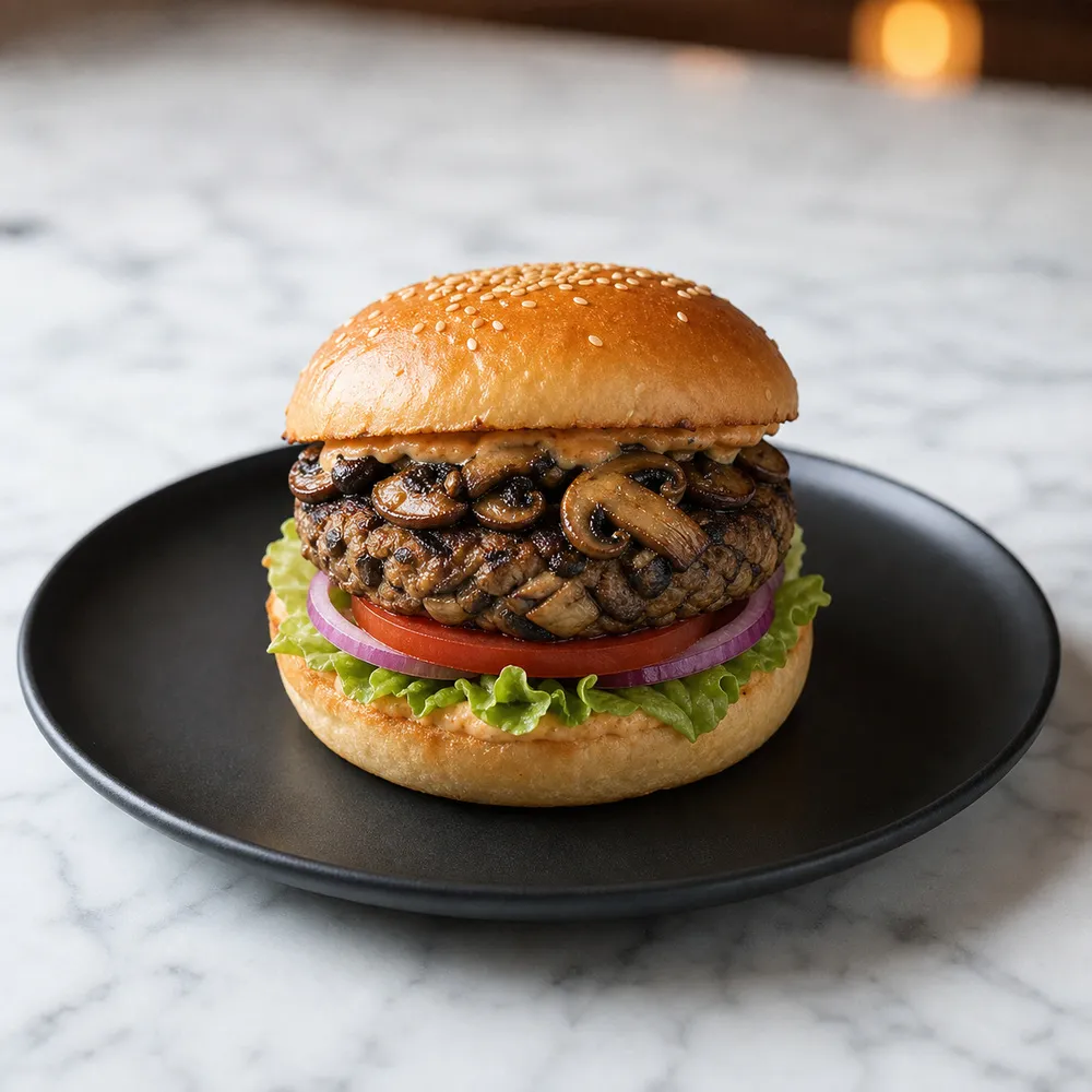 Khumb-e-Grill Burger (No Extra Cheese, No French Fries)