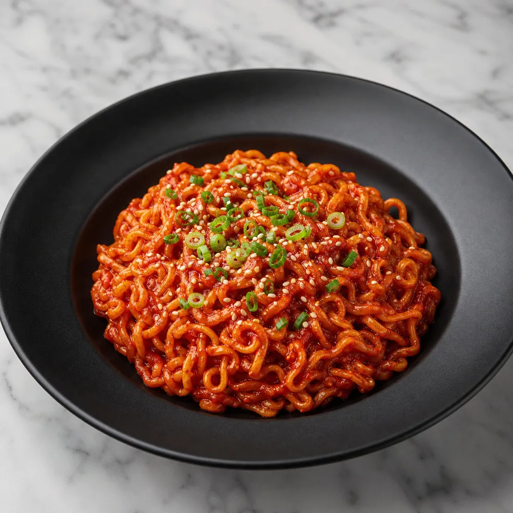 Korean Buldak Fire Noodles  (Burnt Garlic, No Extra Chicken)