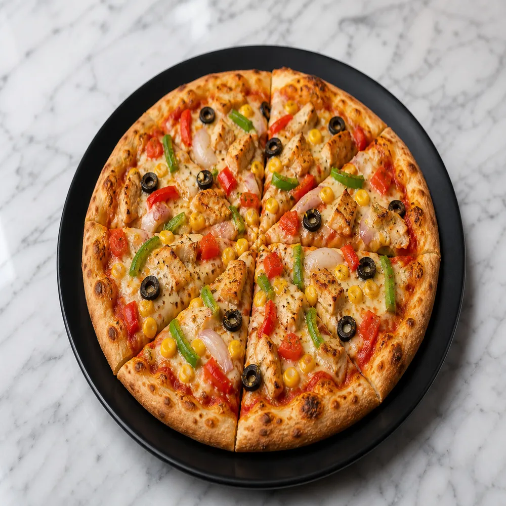 Chicken Farm Fresh Pizza (No Extra Cheese, No French Fries, No Extra Chicken)