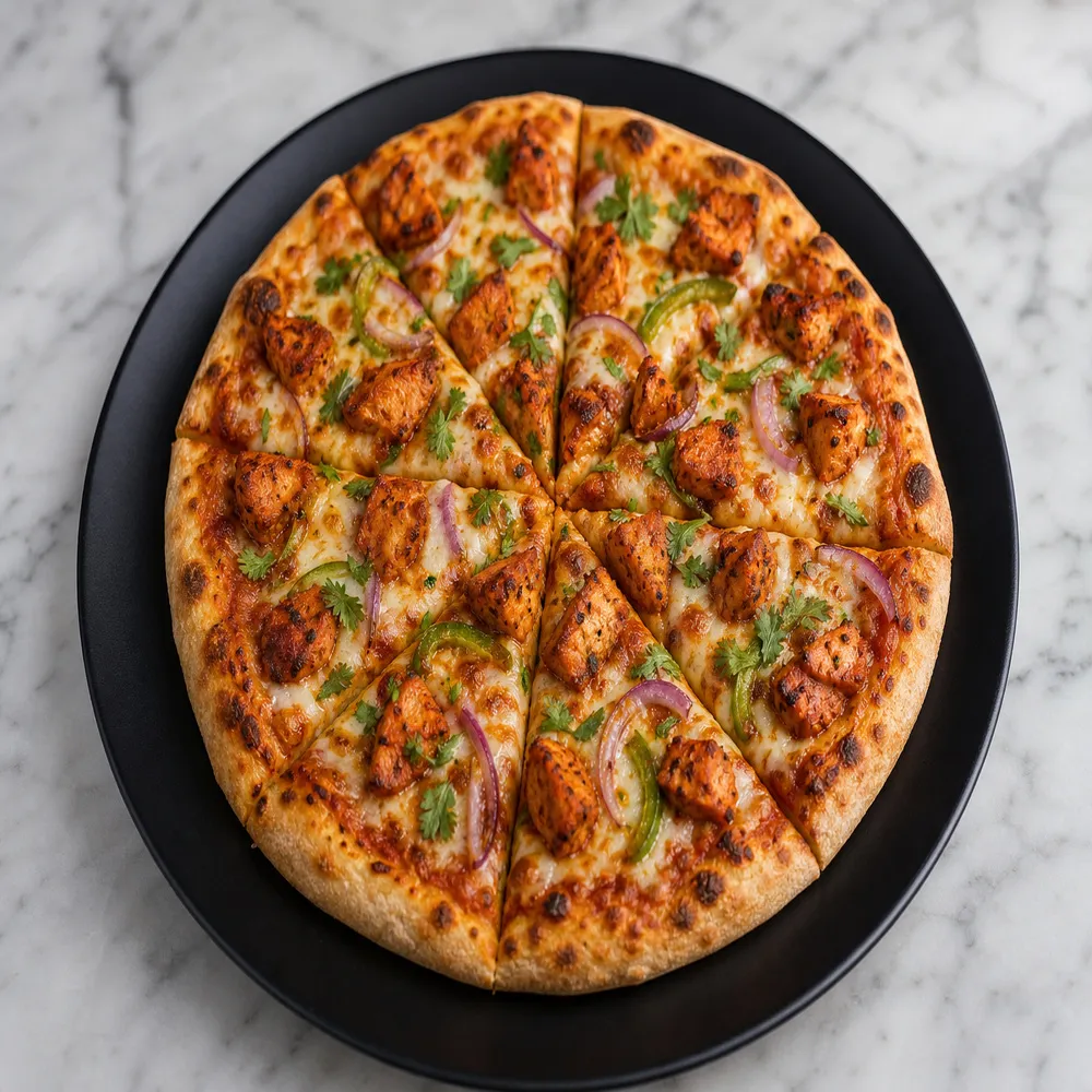 Tandoori Chicken Pizza (No Extra Cheese, No French Fries, No Extra Chicken)