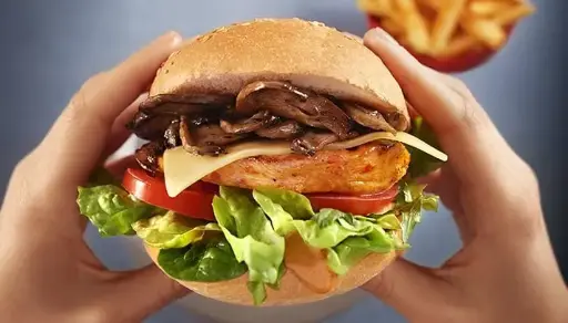 Grilled Chicken and Mushroom Burger